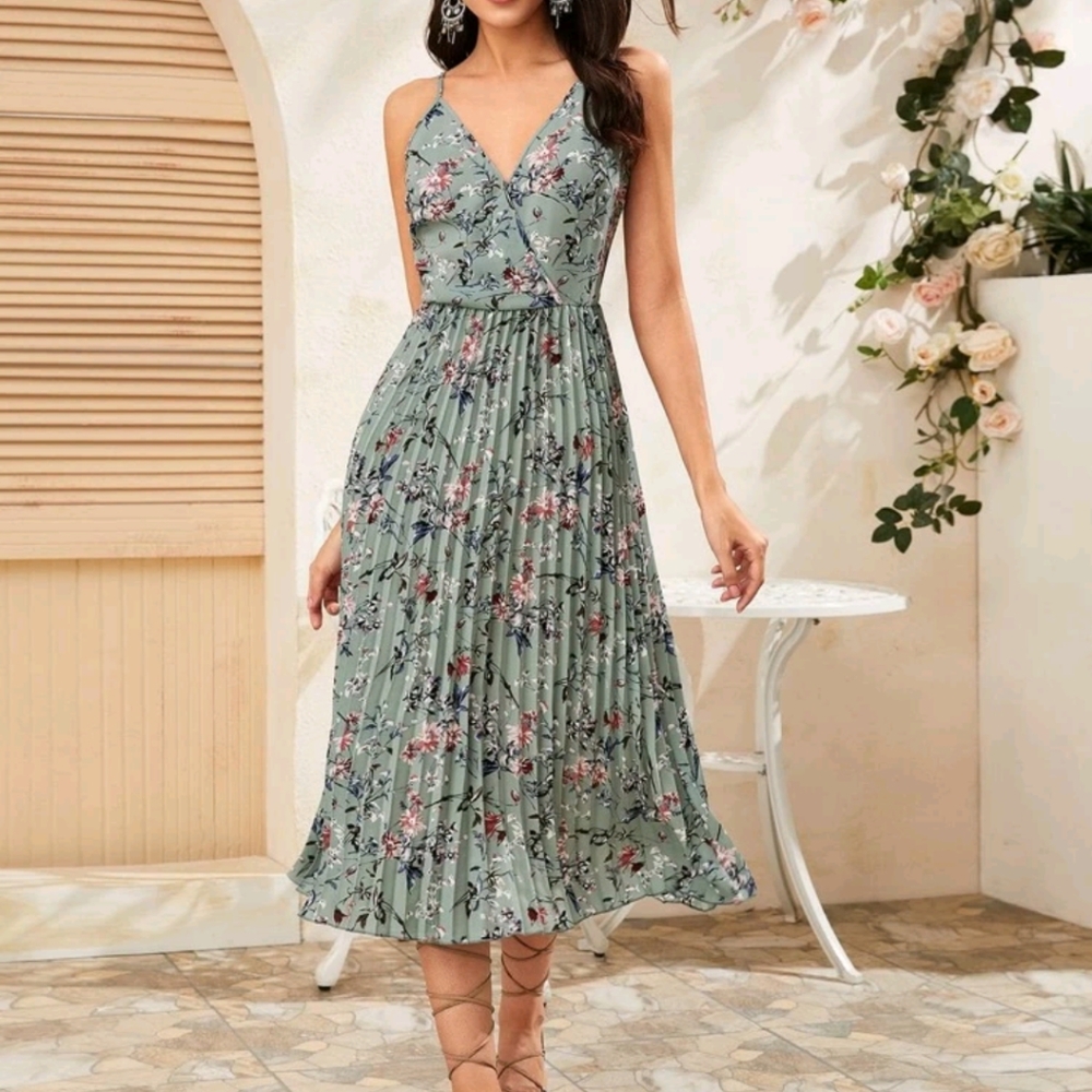 Multicolored dress, ruched with floral print